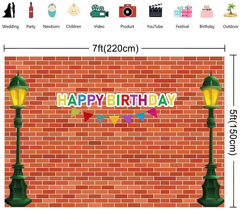 HMTFOTO خلفية تصوير كرتونية لجدار من الطوب الأحمر 7x5 قدم - خلفيات حفلات عيد الميلاد - ديكورات حفلات - خلفية لاحتفالات استحمام الأطفال - لافتة طاولة خلفية - Image 4